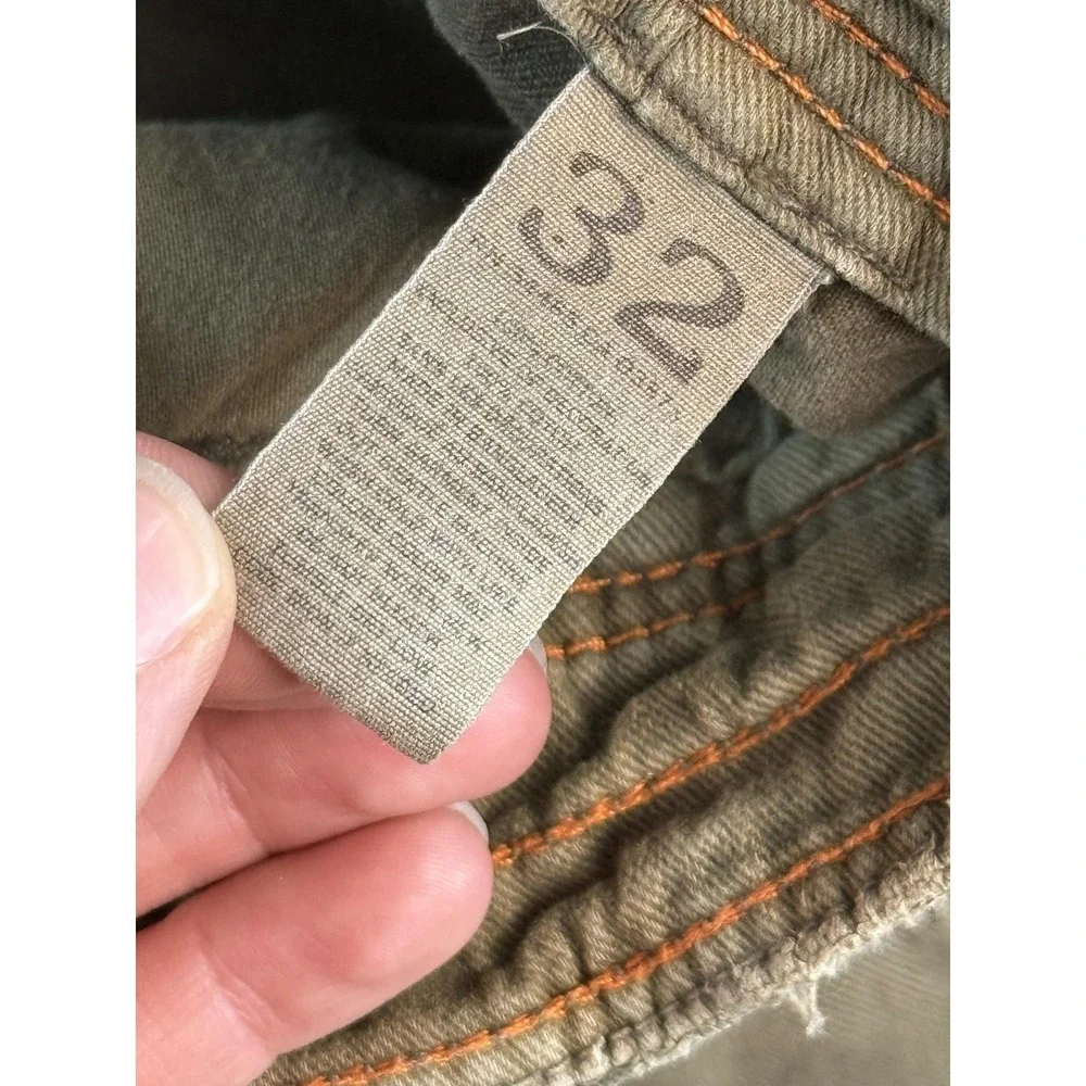 Y2k American Eagle Cargo Shorts Mens 32 Green Canvas Relaxed 11 Inseam Vintage